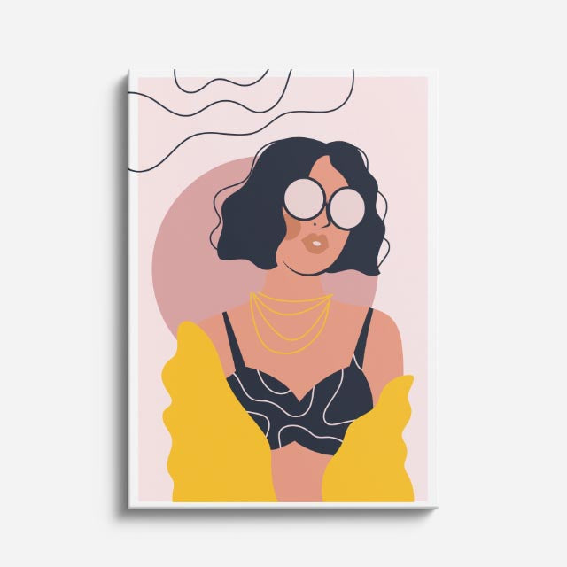 cuadro canvas ilustracion humana gafas doradas estilo contemporaneo