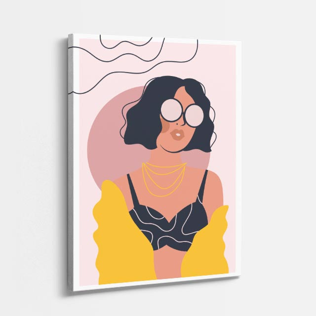 cuadro canvas ilustracion humana gafas doradas estilo contemporaneo