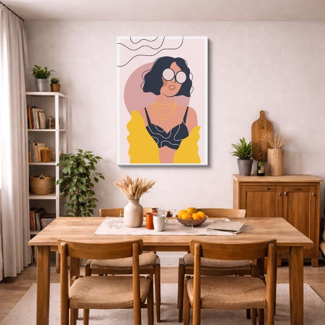 cuadro canvas ilustracion humana gafas doradas estilo contemporaneo