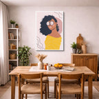 cuadro canvas ilustracion humana rizo mostaza estilo contemporaneo