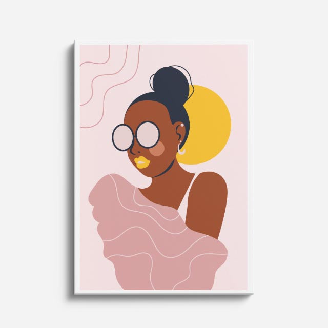 cuadro canvas ilustracion humana luna amarilla estilo contemporaneo