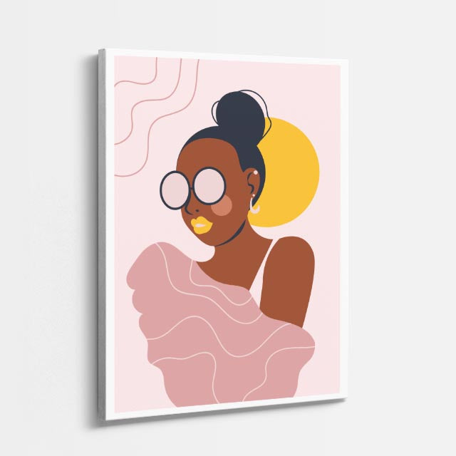 cuadro canvas ilustracion humana luna amarilla estilo contemporaneo