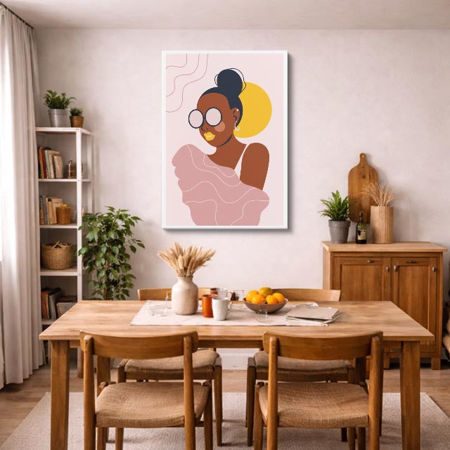 cuadro canvas ilustracion humana luna amarilla estilo contemporaneo