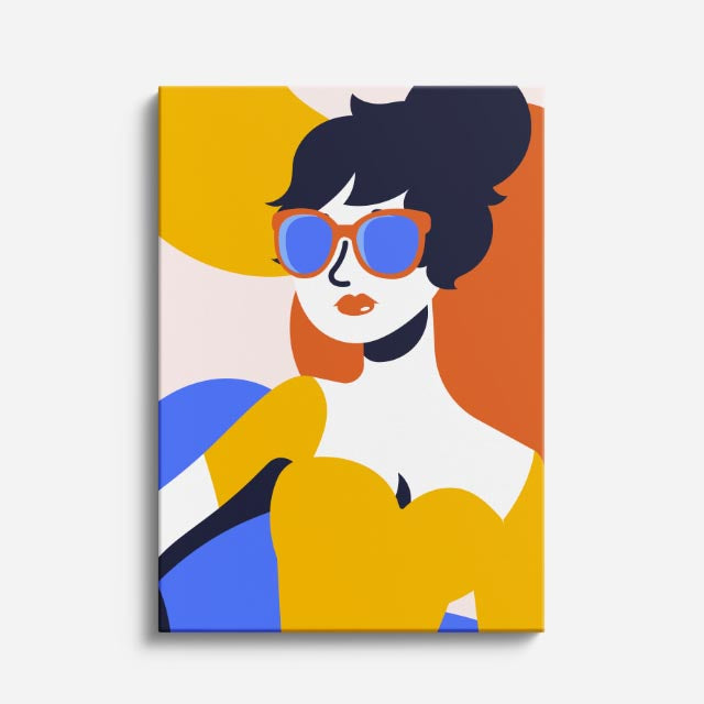 cuadro canvas ilustracion humana verano azul estilo contemporaneo