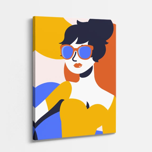 cuadro canvas ilustracion humana verano azul estilo contemporaneo