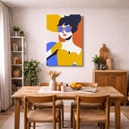 cuadro canvas ilustracion humana verano azul estilo contemporaneo