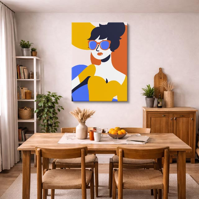 cuadro canvas ilustracion humana verano azul estilo contemporaneo