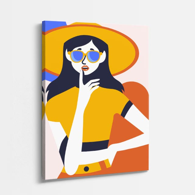 cuadro canvas ilustracion humana chic amarillo estilo contemporaneo