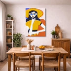 cuadro canvas ilustracion humana chic amarillo estilo contemporaneo