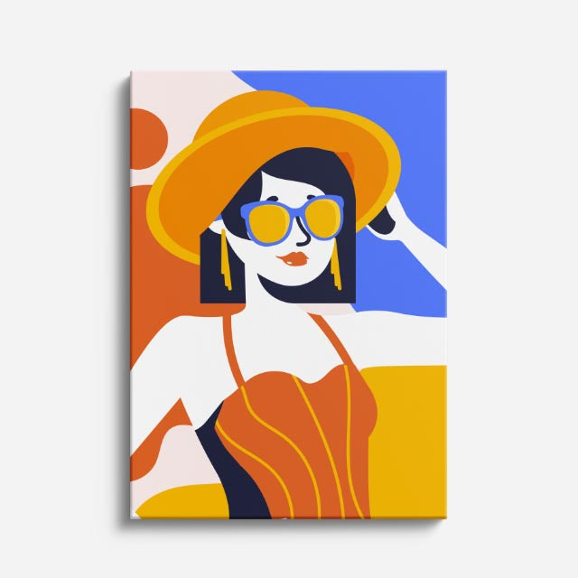 cuadro canvas ilustracion humana naranja pop estilo contemporaneo