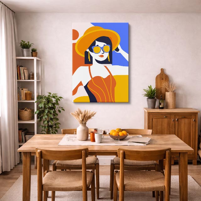 cuadro canvas ilustracion humana naranja pop estilo contemporaneo