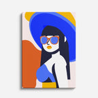 cuadro canvas ilustracion humana sombrero cobalto estilo contemporaneo
