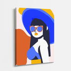 cuadro canvas ilustracion humana sombrero cobalto estilo contemporaneo