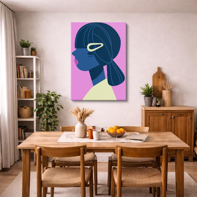 cuadro canvas ilustracion humana perfil violeta estilo contemporaneo