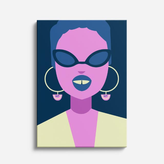 cuadro canvas ilustracion humana neon turquesa estilo contemporaneo