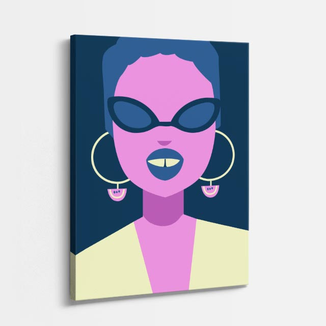 cuadro canvas ilustracion humana neon turquesa estilo contemporaneo