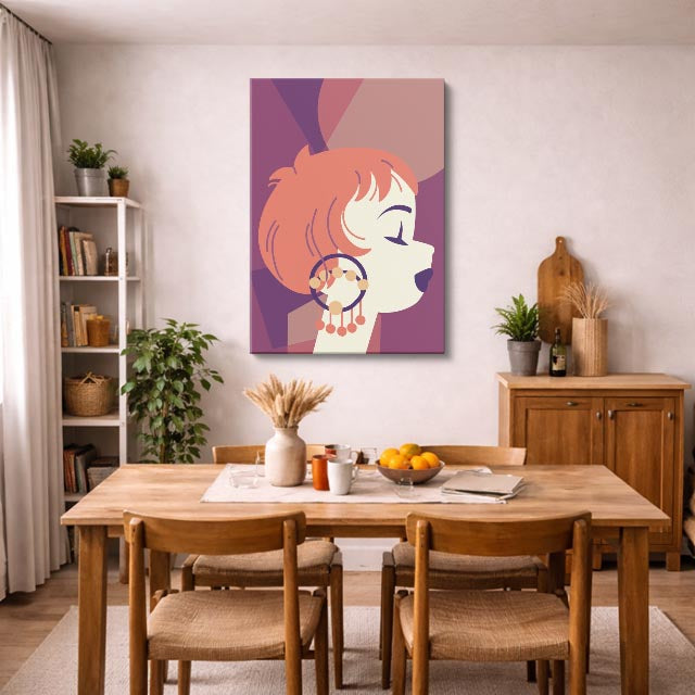 cuadro canvas ilustracion humana rubor naranja estilo contemporaneo