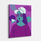 cuadro canvas ilustracion humana violeta urbana estilo contemporaneo