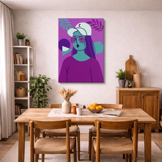 cuadro canvas ilustracion humana violeta urbana estilo contemporaneo