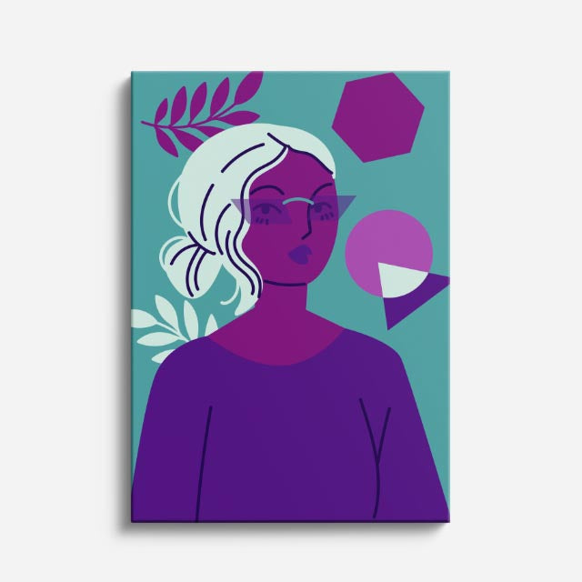cuadro canvas ilustracion humana pulso purpura estilo contemporaneo