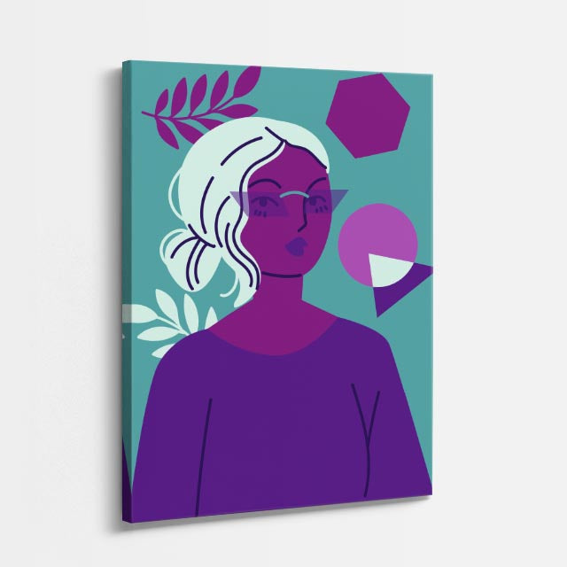 cuadro canvas ilustracion humana pulso purpura estilo contemporaneo