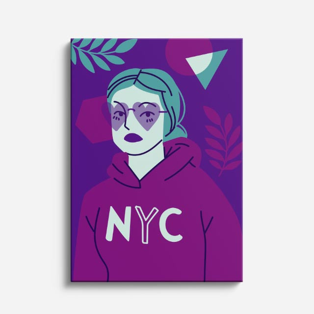 cuadro canvas ilustracion humana sudadera nyc estilo contemporaneo