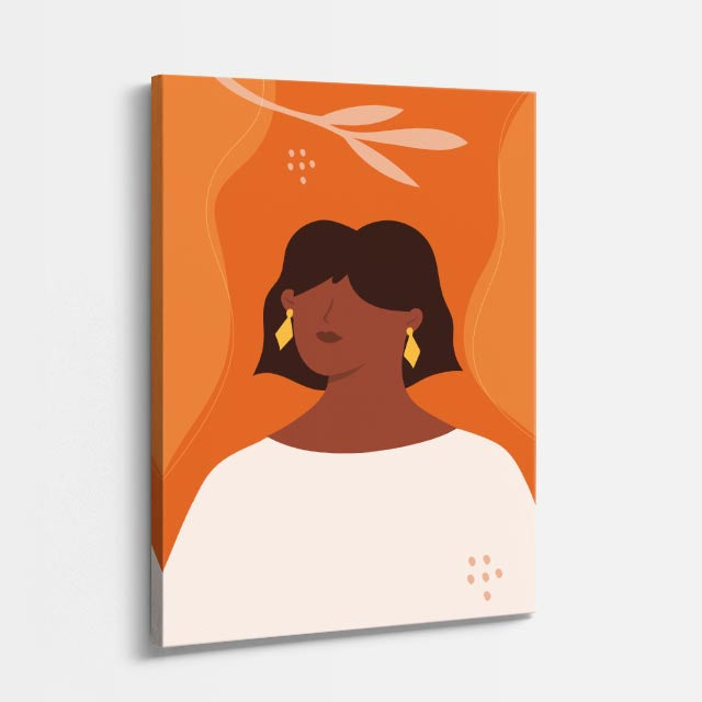 cuadro canvas ilustracion humana aura naranja estilo contemporaneo