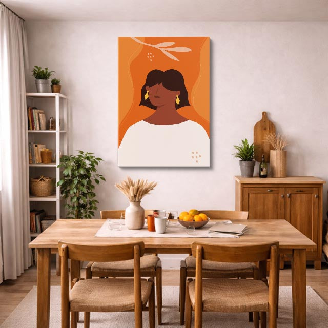 cuadro canvas ilustracion humana aura naranja estilo contemporaneo