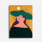 cuadro canvas ilustracion humana sombrero esmeralda estilo contemporaneo