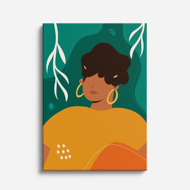cuadro canvas ilustracion humana rizo esmeralda estilo contemporaneo