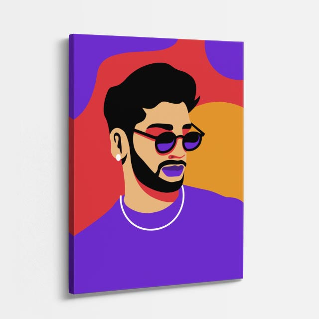 cuadro canvas ilustracion humana vibra purpura estilo contemporaneo