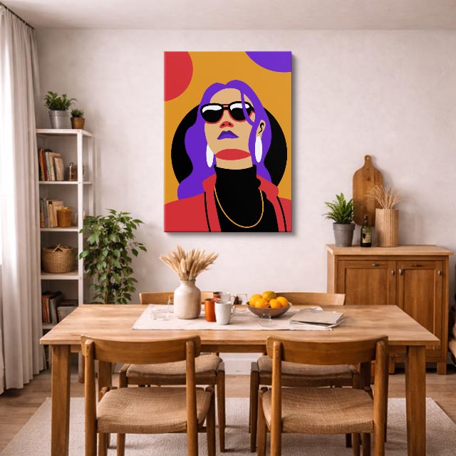 cuadro canvas ilustracion humana noir magenta estilo contemporaneo
