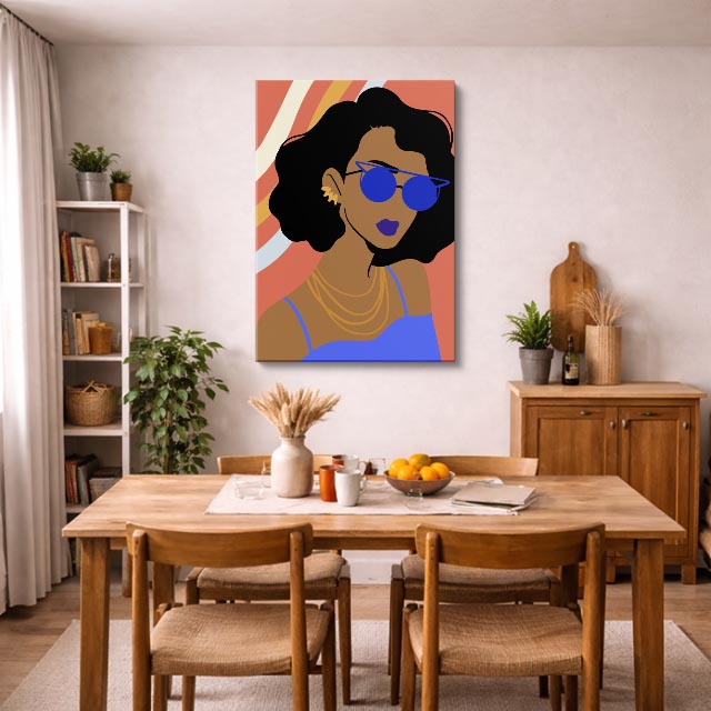 cuadro canvas ilustracion humana gafas de cobre estilo contemporaneo