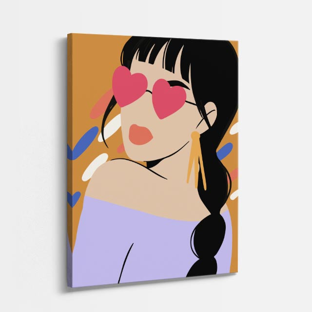 cuadro canvas ilustracion humana corazon lavanda estilo contemporaneo