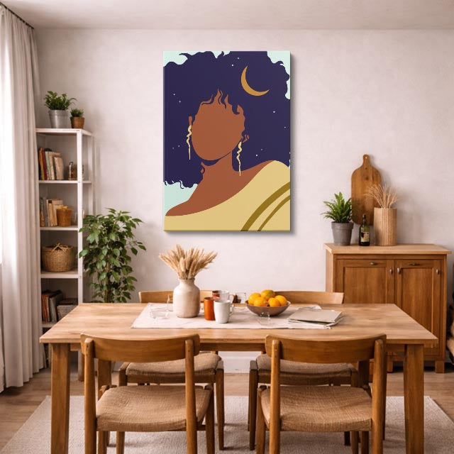 cuadro canvas ilustracion humana noche curly estilo contemporaneo