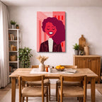 cuadro canvas ilustracion humana risa carmesi estilo contemporaneo