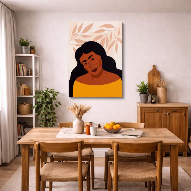 cuadro canvas ilustracion humana melena ambar estilo contemporaneo