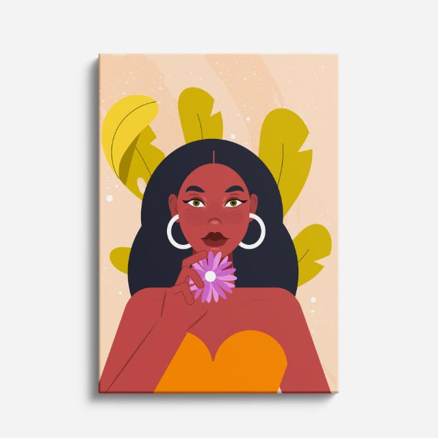 cuadro canvas ilustracion humana flor carmesi estilo contemporaneo