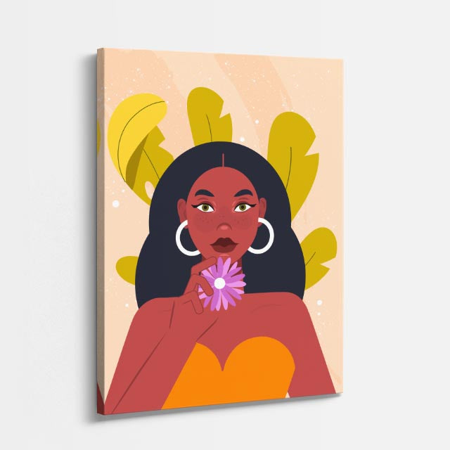 cuadro canvas ilustracion humana flor carmesi estilo contemporaneo