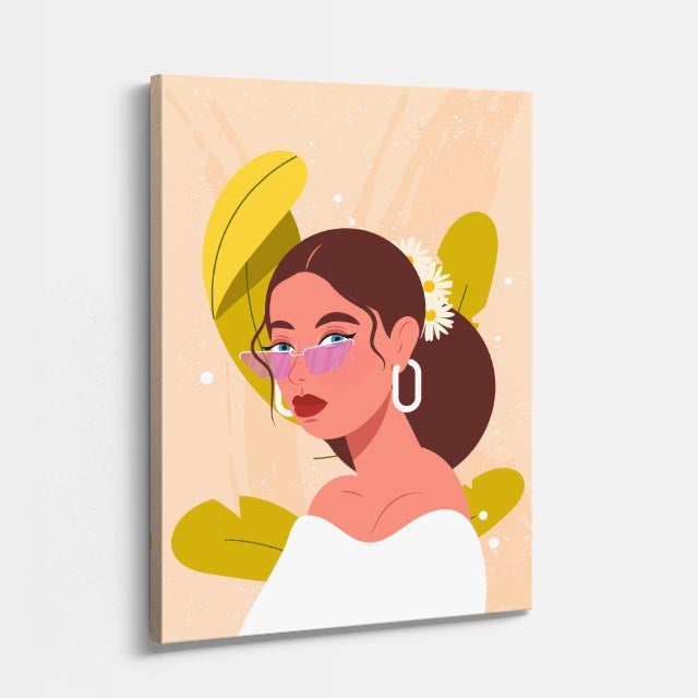 cuadro canvas ilustracion humana perfil botanico estilo contemporaneo
