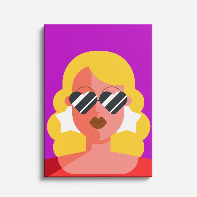 cuadro canvas ilustracion humana rubia neon estilo contemporaneo
