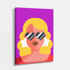 cuadro canvas ilustracion humana rubia neon estilo contemporaneo