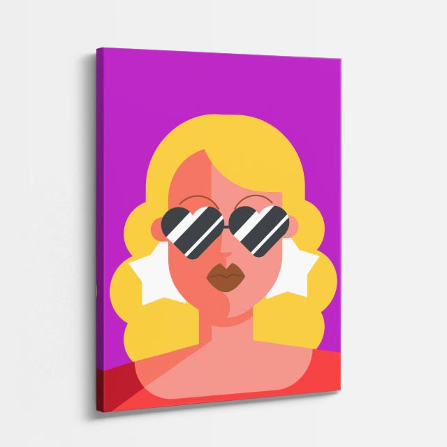 cuadro canvas ilustracion humana rubia neon estilo contemporaneo