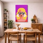 cuadro canvas ilustracion humana rubia neon estilo contemporaneo