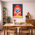 cuadro canvas ilustracion humana rojo electrico estilo contemporaneo