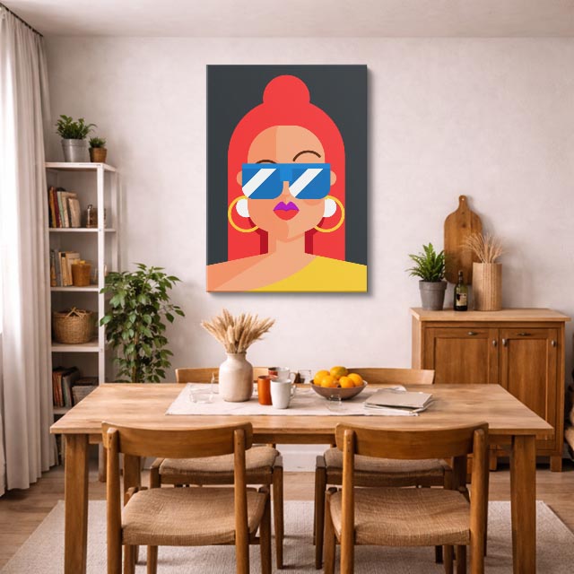 cuadro canvas ilustracion humana rojo electrico estilo contemporaneo