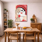 cuadro canvas ilustracion humana sombrero escarlata estilo contemporaneo