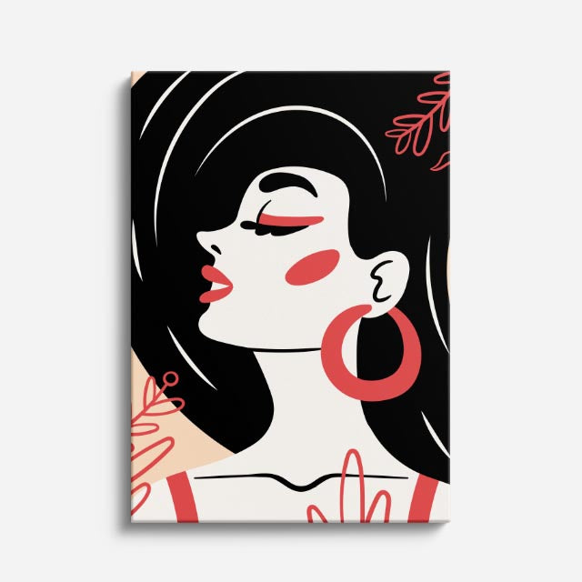 cuadro canvas ilustracion humana noir coral estilo contemporaneo