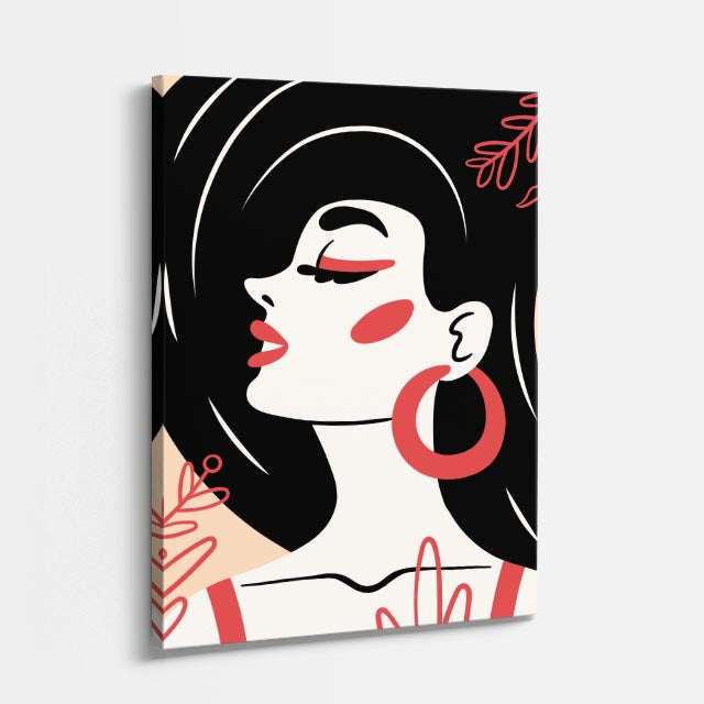 cuadro canvas ilustracion humana noir coral estilo contemporaneo