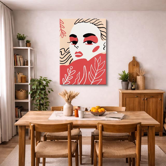 cuadro canvas ilustracion humana mirada carmin estilo contemporaneo